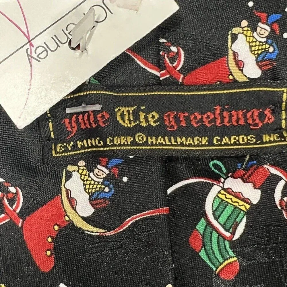 Hallmark Christmas Necktie Mens‎ Holiday Festive Stockings Candy Cane Dressy NWT